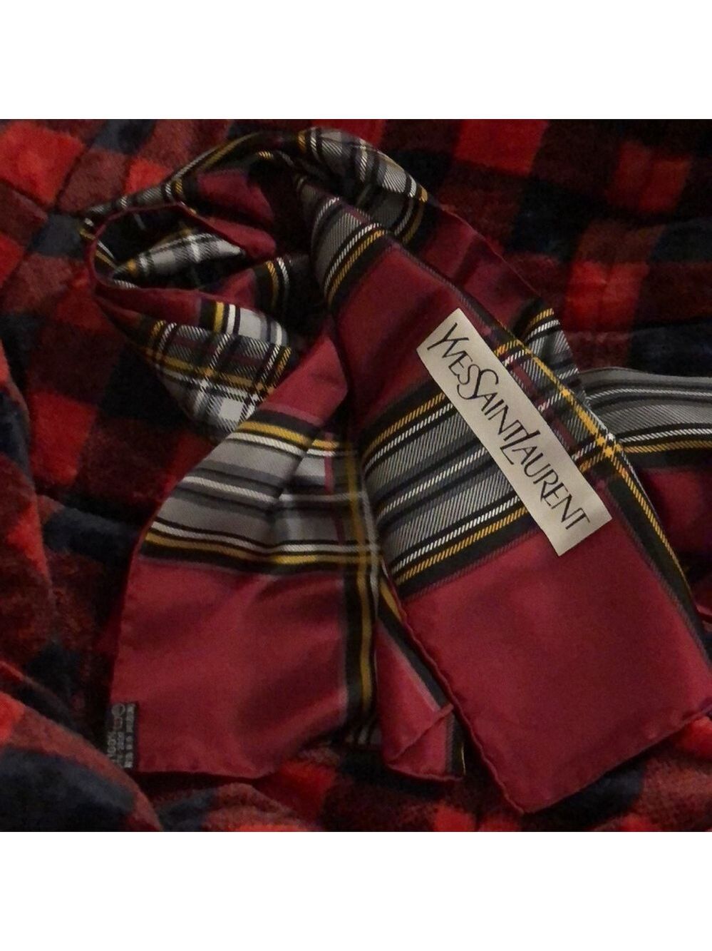 YSL scarf #2  🧣 checkered authentic silk 💯 - Picture 5 of 8